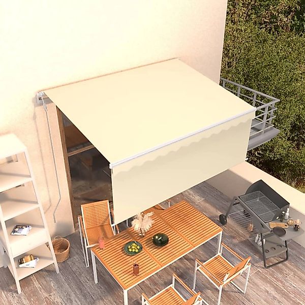 furnicato Markise Automatisch Einziehbar mit Volant 3x2,5 m Creme günstig online kaufen