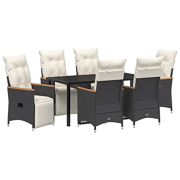 vidaXL Garten Essgruppe mit Kissen 7-Tlg Schwarz Poly Rattan 3379615 günstig online kaufen