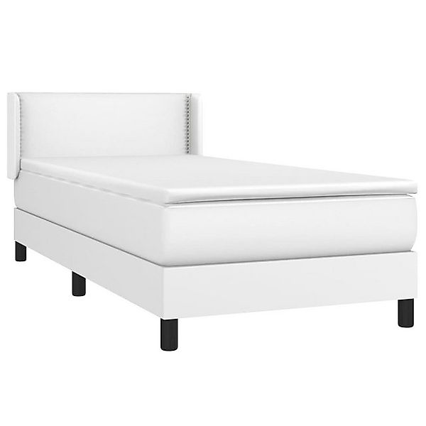 vidaXL Bett Boxspringbett mit Matratze Weiß 90x200 cm Kunstleder günstig online kaufen