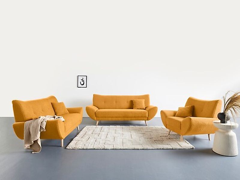 Home affaire Polstergarnitur »Basta« 3 Stk. tlg. Komfortable Wellenunterfed günstig online kaufen