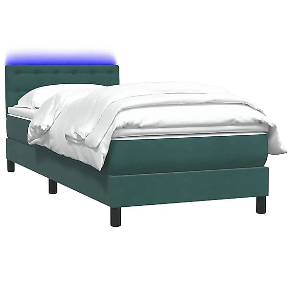 vidaXL Boxspringbett mit Matratze & LED Dunkelgrün 90x210 cm Samt 3317250 günstig online kaufen