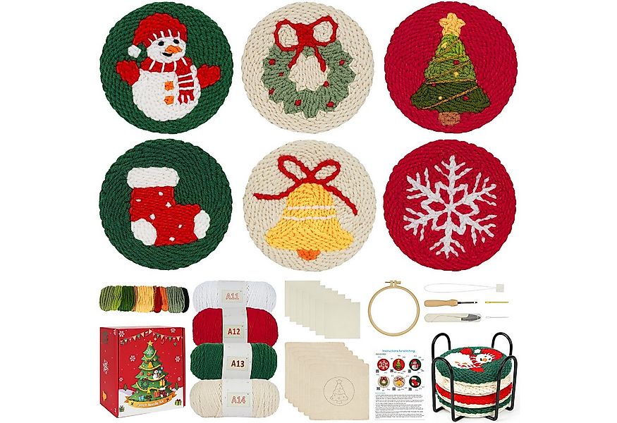 OSTWOLKE Kreativset Punch Needle Kit Weihnachten Untersetzer für Anfänger W günstig online kaufen