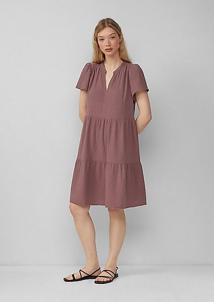 QS Minikleid Volantkleid aus Musselin Raffung günstig online kaufen