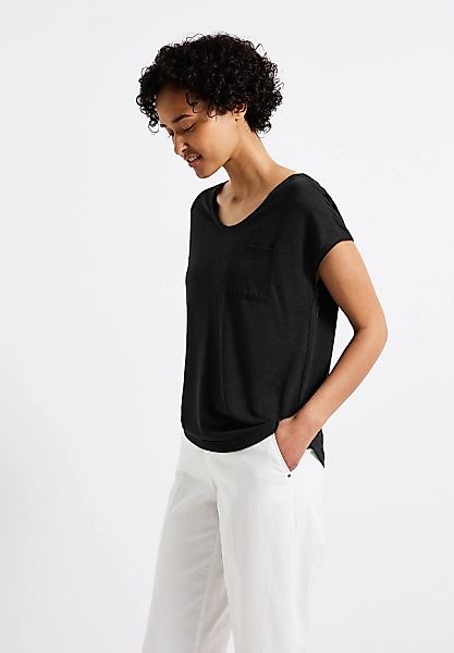 STREET ONE T-Shirt, im Leinen-Look und mit Brusttasche+ö günstig online kaufen