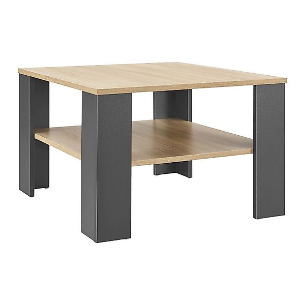 Juskys Couchtisch 60 x 60 x 40 cm mit Ablage Dunkelgrau Holzoptik günstig online kaufen