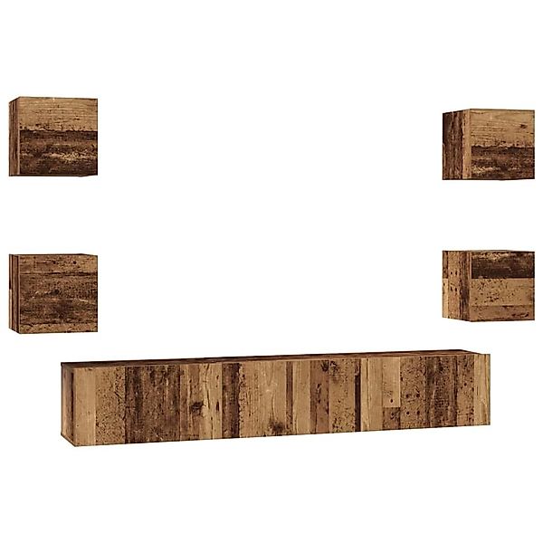 vidaXL TV-Schrank-Set 7-Tlg Altholz 60 x 30 x 30 cm Holzwerkstoff 3393396 günstig online kaufen
