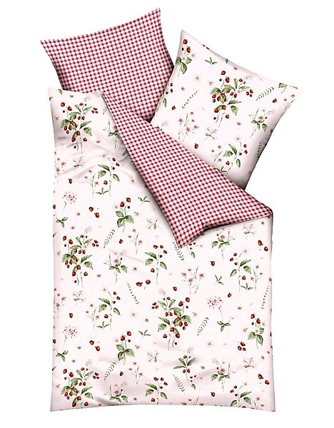 Kaeppel Wendebettwäsche 135x200cm Walderdbeeren Rot Rosa, günstig online kaufen