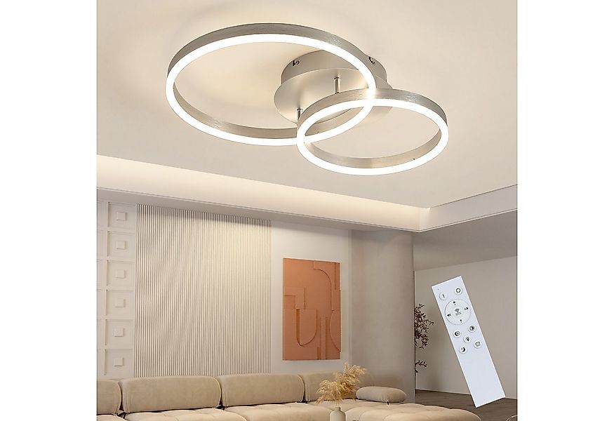 Nettlife LED Deckenleuchte Dimmbar Modern 3 Ring 82CM 74W Deckenlampe Schla günstig online kaufen