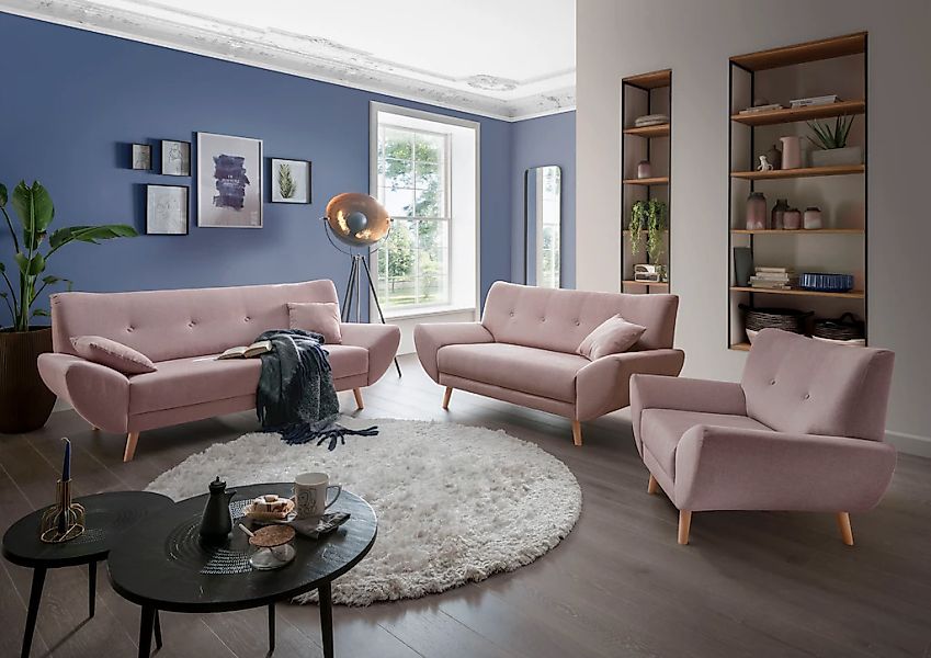 Home affaire Polstergarnitur "Basta", (3 tlg.), Komfortable Wellenunterfede günstig online kaufen