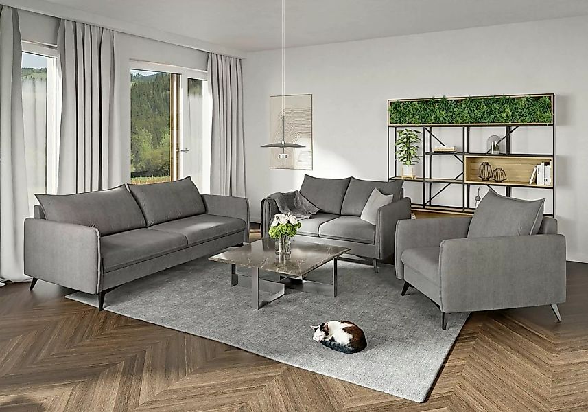 S-Style Möbel Polstergarnitur Modernes 3+2+1 Azalea mit Schwarz Metall Füße günstig online kaufen