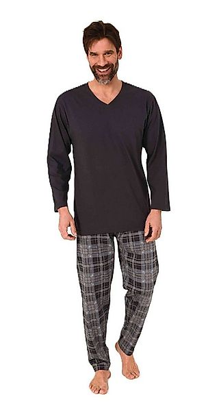 Normann Pyjama Normann Herren Schlafanzug lang mit karierter Pyjama Hose günstig online kaufen