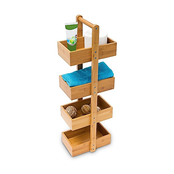 relaxdays Badregal Bambus Ablageständer mit 4 günstig online kaufen