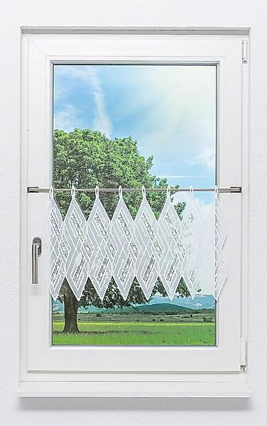 Plauener Spitze® Scheibengardine Diamant (1 St), transparent, HxB 39x40cm günstig online kaufen