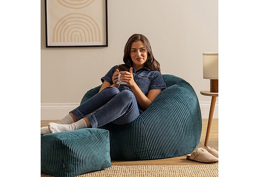 icon Sitzsack Erwachsene aus Cord „Kingston“ mit Hocker (Spar-Set, 1 x Sitz günstig online kaufen