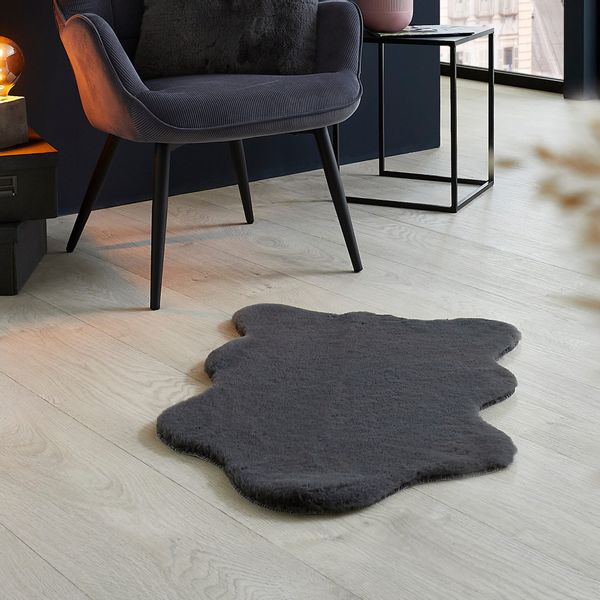 my home Fellteppich "Lugano" fellförmig 30 mm Höhe Kunstfell, Uni Farben, w günstig online kaufen