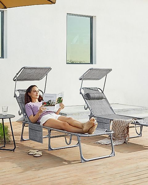 SONGMICS Gartenliege, 2 St., klappbarer Liegestuhl,mit günstig online kaufen