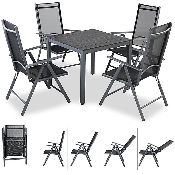 Garten-Sitzgruppe Bern 5-tlg Anthrazit Alu WPC Tischplatte günstig online kaufen