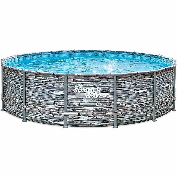 Summer Waves Aufstellpool Elite Frame Steinoptik Grau Ø 427 cm x 107 cm günstig online kaufen