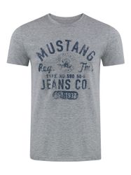 Mustang Herren T-Shirt Mehrfarbig Rundhals Regular Fit S bis 6XL günstig online kaufen