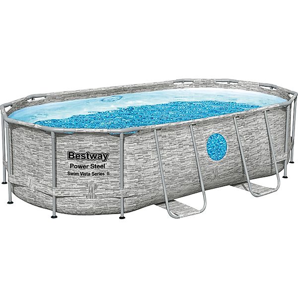 Bestway Stahlrahmenpool Set Power Steel Swim Vista 424 x 250 x 100 cm Oval günstig online kaufen