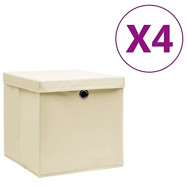 Aufbewahrungsboxen Mit Deckeln 4 Stk. 28x28x28 Cm Creme günstig online kaufen