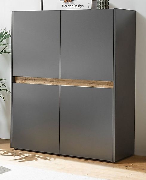 Furn.Design Highboard Center (Schrank in grau mit Eiche, 100 x 120 cm), 4-t günstig online kaufen