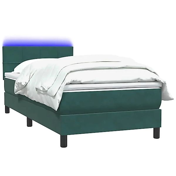 vidaXL Boxspringbett mit Matratze & LED Dunkelgrün 80x220 cm Samt 3316908 günstig online kaufen