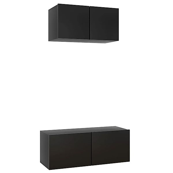 2-tlg. Tv-schrank-set Schwarz Spanplatte günstig online kaufen