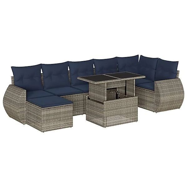 vidaXL 8-Tlg Gartensofa-Set mit Kissen Grau Polyrattan 3268691 günstig online kaufen