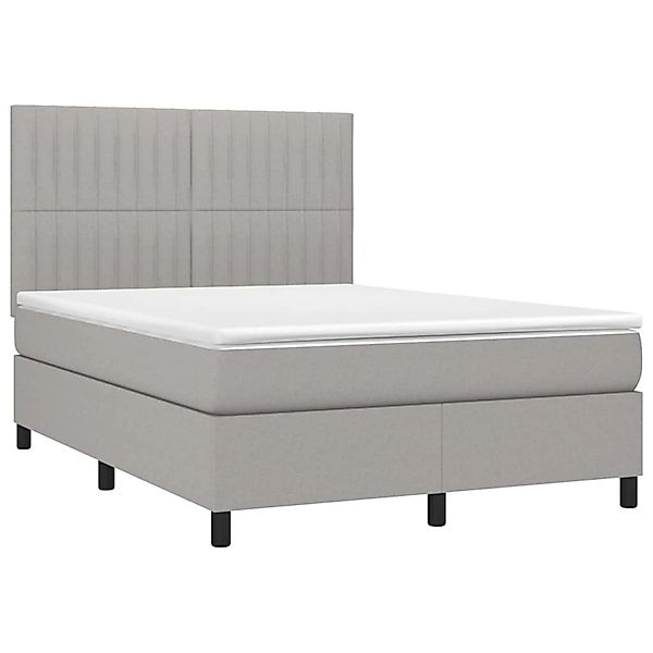 vidaXL Boxspringbett mit Matratze & LED Hellgrau 140x190 cm Stoff 3135029 günstig online kaufen