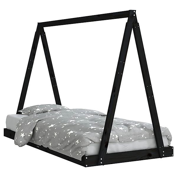 vidaXL Kinderbett Schwarz 90x190 cm Massivholz Kiefer 834533 günstig online kaufen