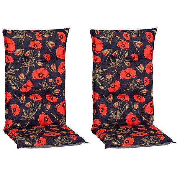 Beo Sitzauflage Hochlehner Trondheim 2er-Set mit roten Mohnblüten günstig online kaufen