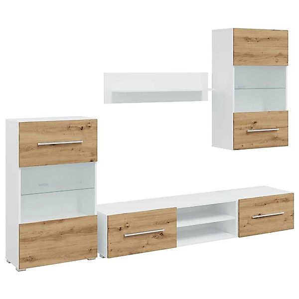 vidaXL 5-Tlg Wohnwand mit LED-Beleuchtung Artisan-Eiche Holzwerkstoff 33242 günstig online kaufen