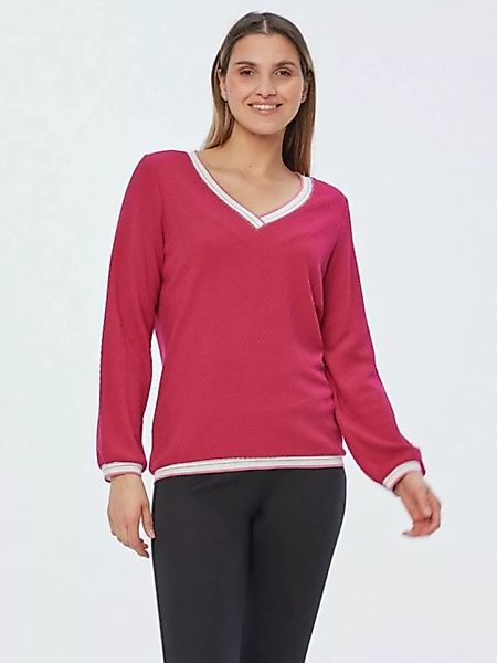 incasual V-Shirt Langarmshirt figurumspielend mit farblich abgesetzten Ende günstig online kaufen