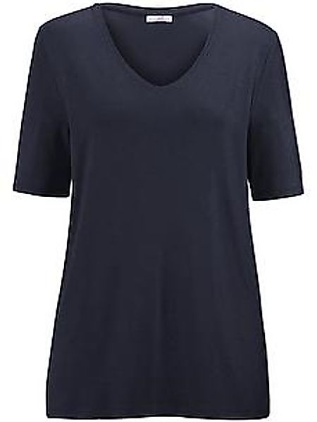 Shirt gerundetem V-Ausschnitt Emilia Lay blau günstig online kaufen