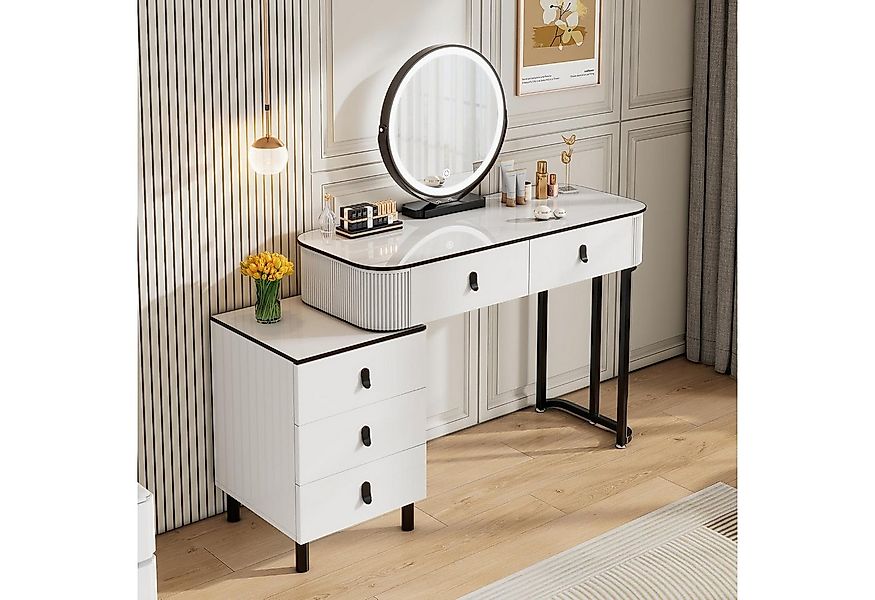 Woltu Schminktisch (1-St), mit Mobiler Spiegel, 2 Schubladen, 1 Seitenschra günstig online kaufen