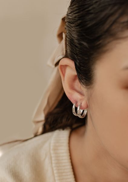 Hey Happiness Paar Creolen Kuppel Silber günstig online kaufen