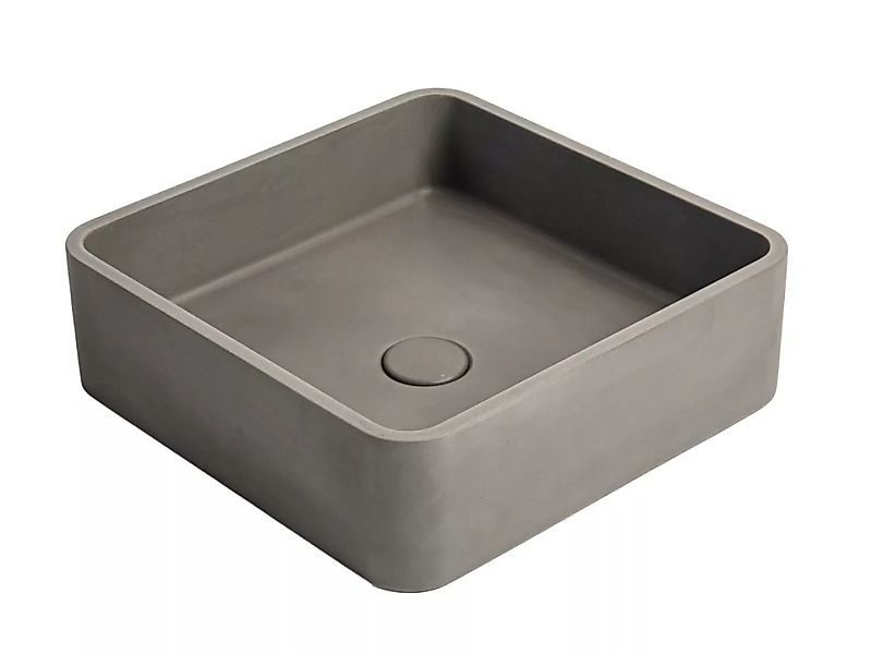 Quadratisches Aufsatzwaschbecken aus Beton - B 39 x T 39 cm - STOCHI günstig online kaufen