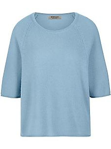 Rundhals-Pullover aus 100% Kaschmir Peter Hahn blau günstig online kaufen