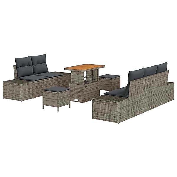 vidaXL Garten-Sofa-Set mit Kissen 8-Tlg Grau Poly Rattan 3362733 günstig online kaufen