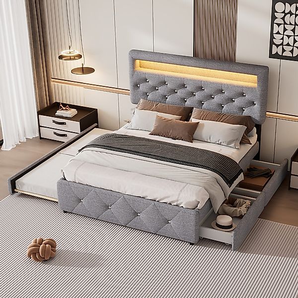 Flieks Polsterbett, LED Doppelbett 140x200cm mit günstig online kaufen
