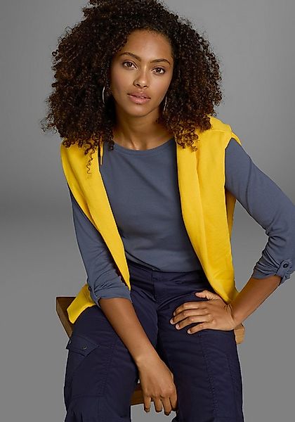 KangaROOS Langarmshirt mit Krempelärmeln, sehr figurbetont, aus Rippware günstig online kaufen