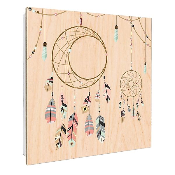 Banjado Schlüsselkasten mit Holzfront 30x30cm Weiß Scharnier Links 50 Haken günstig online kaufen