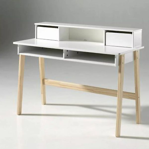 Lomadox Schreibtisch mit 2 Schubladen SLIGO-12, MDF weiß lackiert mit massi günstig online kaufen