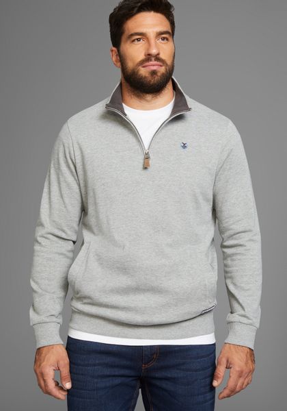 DELMAO Sweatshirt mit Henley Kragen und Seitentaschen - NEUE KOLLEKTION günstig online kaufen