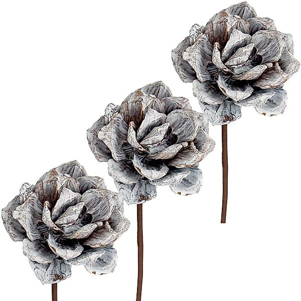 Kunstblume Pinienrosen am Stiel frosted Kunstblumen günstig online kaufen