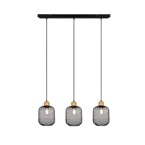 Pendelleuchte 3xE27  1 Stück Metall / Holz Schwarz günstig online kaufen