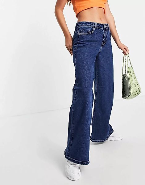 Noisy May – Dunkelblaue Jeans mit weitem Bein günstig online kaufen