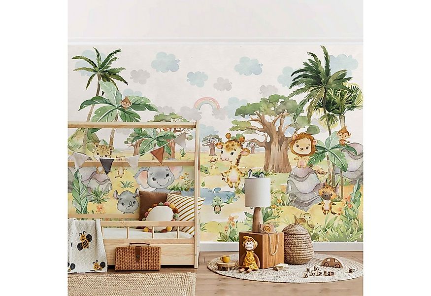 Bilderdepot24 Kindertapete Wilde Savanne Aquarell Illustration Kinder Natur günstig online kaufen