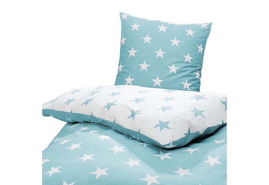Trend Bettwäsche Sterne Türkis, Perkal, 2 teilig, Himmel, Stars günstig online kaufen